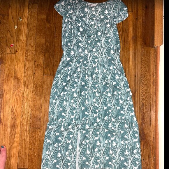 Miaou green and white floral lace up dress size small (s) - Picture 2 of 8